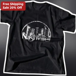 Nashville Vintage Distressed Skyline Graphic Tee Music City Souvenir Shirt available at our Los Angeles warehouse