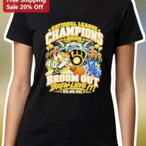 National League Champions Broom Out Milwaukee Brewers NLCS Tee available at our Los Angeles warehouse