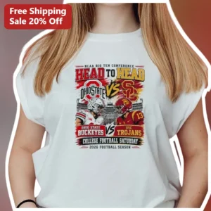 NCAA Big Ten Conference Head to Head Ohio State vs USC College Football Saturday Tee available at our Los Angeles warehouse