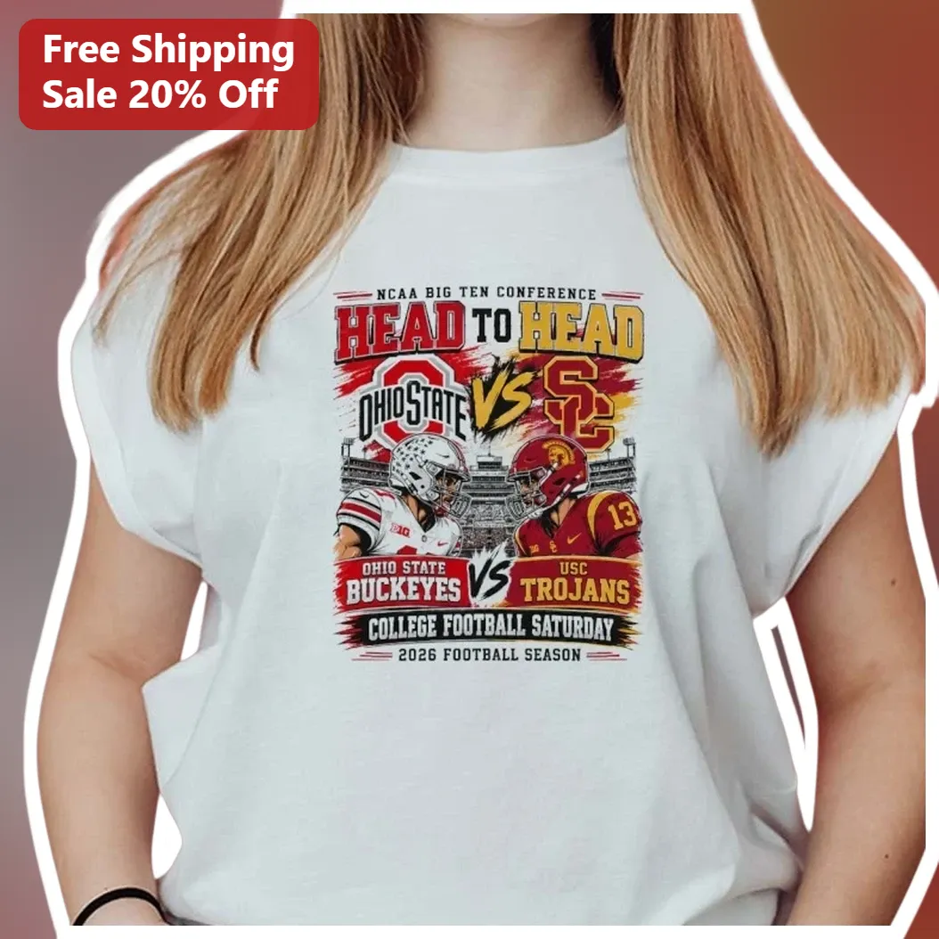 NCAA Big Ten Conference Head to Head Ohio State vs USC College Football Saturday Tee available at our Los Angeles warehouse