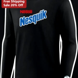 Nestlé Nesquik Retro Logo Long Sleeve Tee Black Chocolate Milk Apparel Gift available at our Los Angeles warehouse
