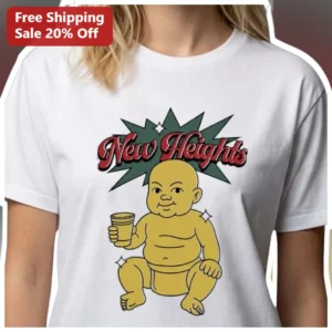 New Heights Tee Funny Baby Graphic Shirt for Podcast Fans and Sports Enthusiasts available at our Los Angeles warehouse