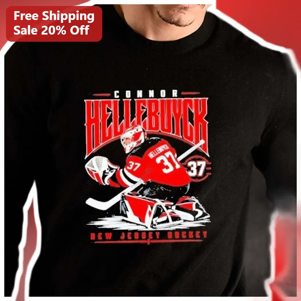 New Jersey Hockey Connor Hellebuyck Goalie Sweatshirt — Los Angeles New Jersey Hockey Connor Hellebuyck Goalie Sweatshirt available at our Los Angeles warehouse