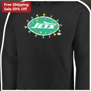 New York Jets Christmas Lights Pullover Hoodie NFL Fan Holiday Gift available at our Los Angeles warehouse