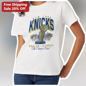 New York Knicks NBA Champions The Crown Is Ours Tee available at our Los Angeles warehouse