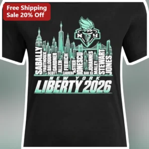 New York Liberty 2026 WNBA Fan Tee Black Graphic T-Shirt for Women Men Basketball Gift available at our Los Angeles warehouse