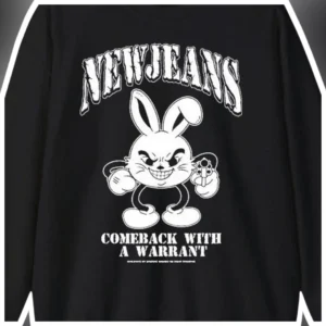 NewJeans Comeback With A Warrant Long Sleeve Tee Kpop Fan Merch Edgy Streetwear Shirt available at our Los Angeles warehouse