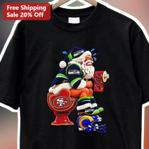 NFL Teams Angry Santa Toilet Humor Tee Funny Christmas Football Fan Gift available at our Los Angeles warehouse