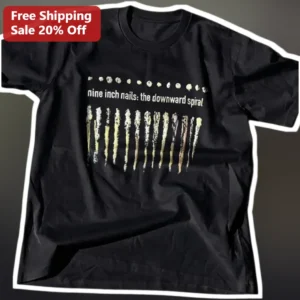 Nine Inch Nails The Downward Spiral Tee Industrial Rock Band Merch Graphic Shirt available at our Los Angeles warehouse
