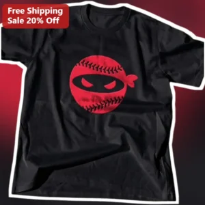 Ninja Baseball Mask Graphic Tee Retro Arcade Gamer Gift for Men Women available at our Los Angeles warehouse