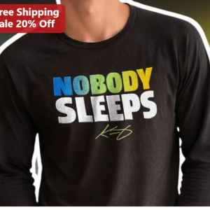 Nobody Sleeps KSI Signature Long Sleeve Tee Black Streetwear Merch available at our Los Angeles warehouse