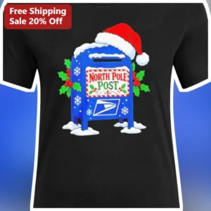 North Pole Post Christmas Mail Carrier Graphic Tee for Postal Workers Holiday Gift available at our Los Angeles warehouse