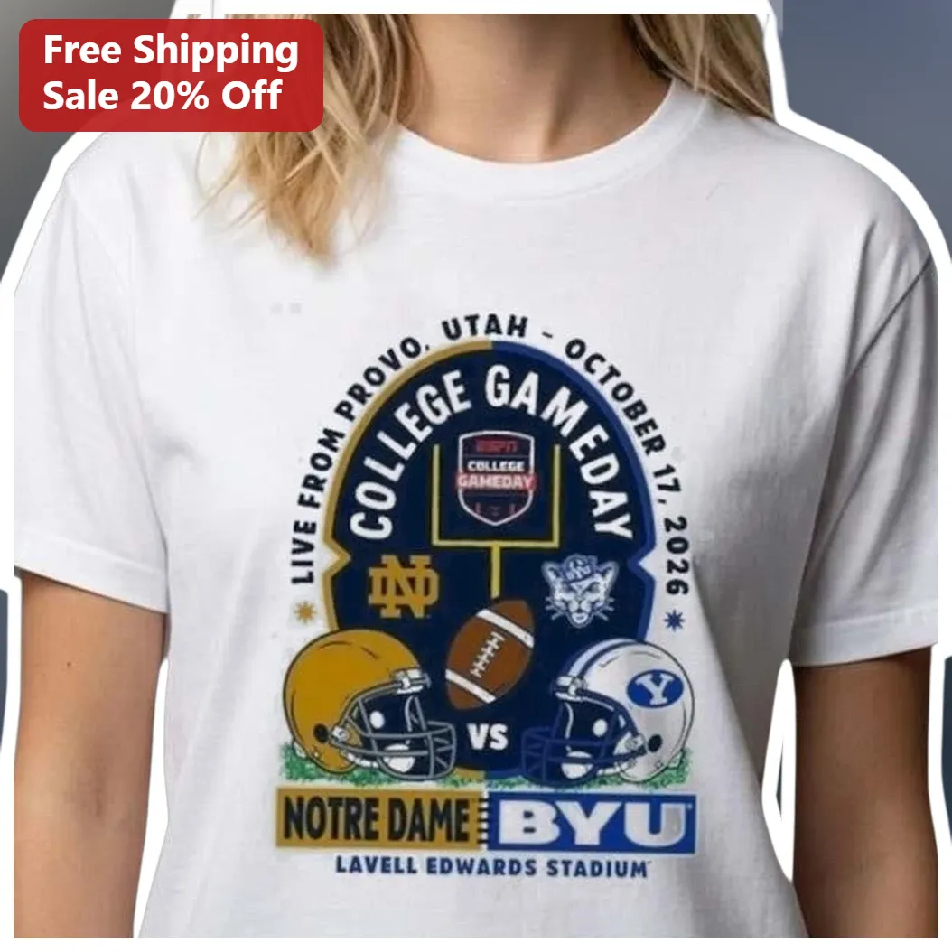 Notre Dame Vs BYU College GameDay Tee Live From Provo Utah L — Los Angeles Notre Dame Vs BYU College GameDay Tee Live From Provo Utah Lavell Edwards Stadium available at our Los Angeles warehouse