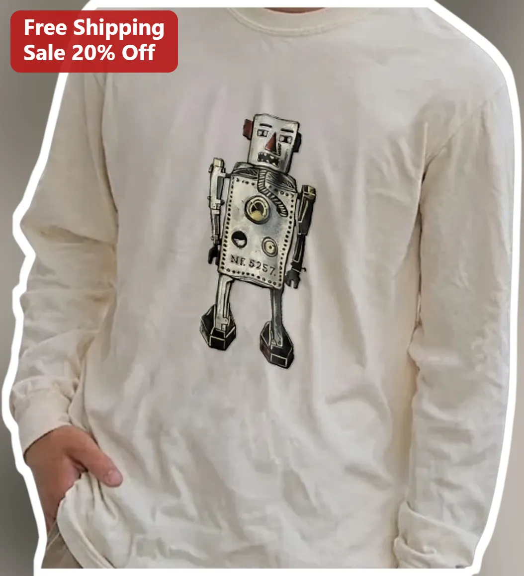 Nr. Retro Tin Robot Long Sleeve Shirt Vintage Sci-Fi Steampu — Los Angeles Nr. Retro Tin Robot Long Sleeve Shirt Vintage Sci-Fi Steampunk Gift available at our Los Angeles warehouse