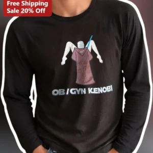 OBI GYN KENOBI Long Sleeve Tee Funny OB-GYN Doctor Gift Star Wars Parody Apparel available at our Los Angeles warehouse