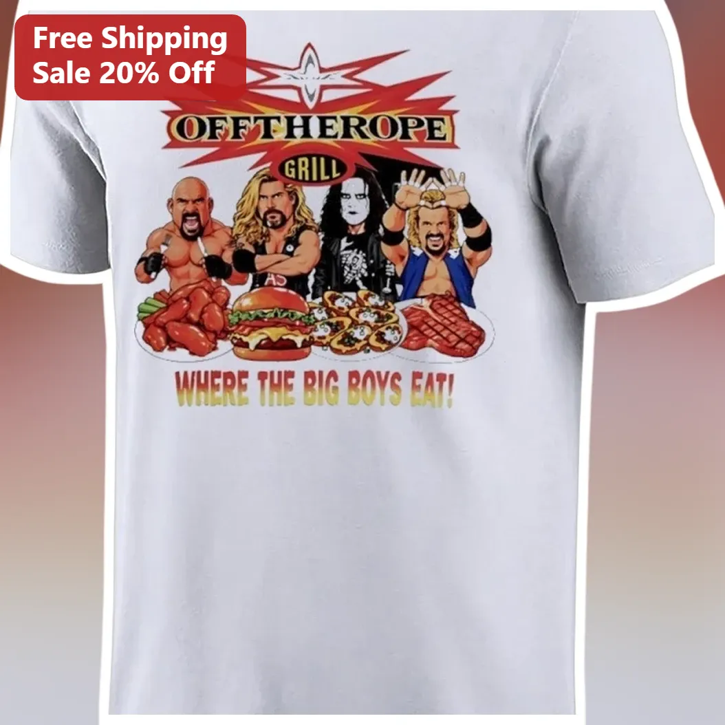 Offtherope Grill Where The Big Boys Eat Stone Cold Steve Austin Wrestling BBQ Graphic Tee available at our Los Angeles warehouse