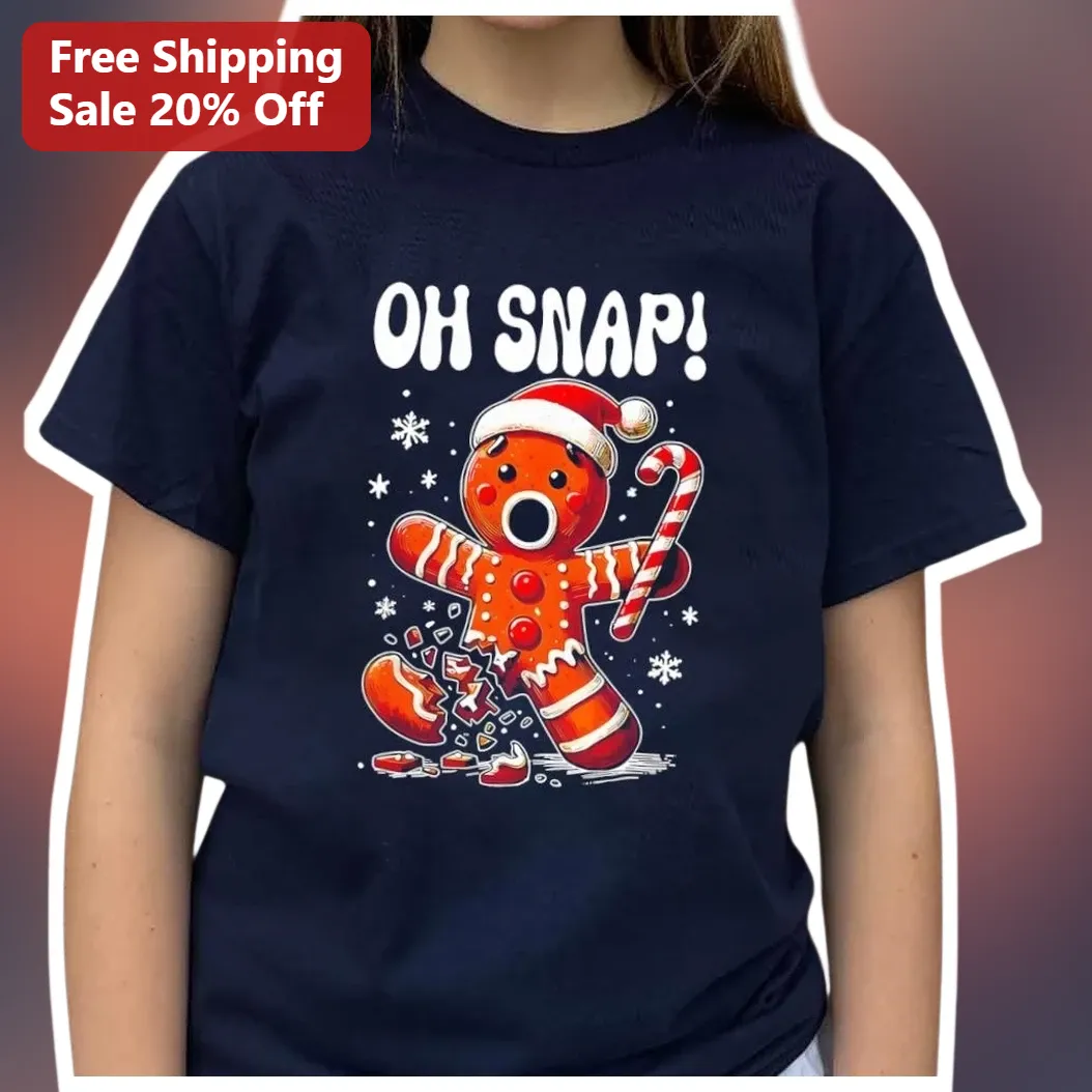 OH SNAP! Gingerbread Man Funny Christmas Tee Holiday Gift for Kids Men Women available at our Los Angeles warehouse