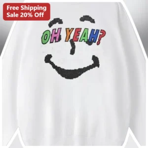 OH YEAH? Retro Pixel Art Smiley Sweatshirt Funny Streetwear Pullover available at our Los Angeles warehouse