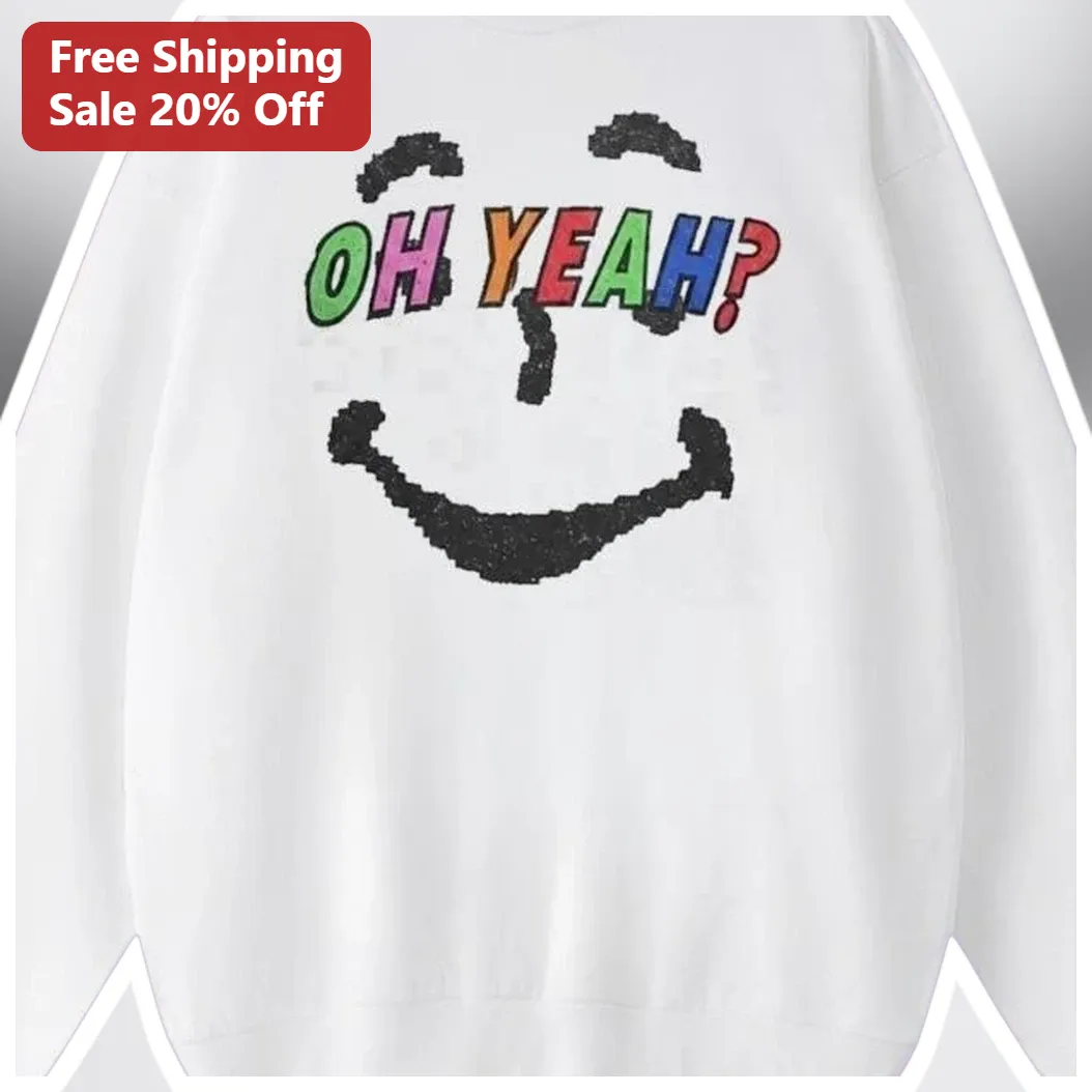 OH YEAH? Retro Pixel Art Smiley Sweatshirt Funny Streetwear — Los Angeles OH YEAH? Retro Pixel Art Smiley Sweatshirt Funny Streetwear Pullover available at our Los Angeles warehouse