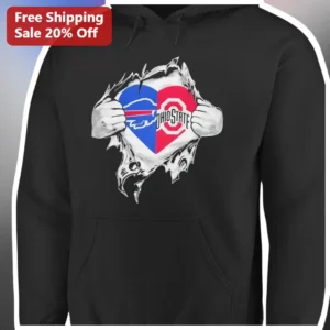Ohio State Buckeyes Buffalo Bills Crossover Hoodie NFL NCAA Fan Gear Gift available at our Los Angeles warehouse
