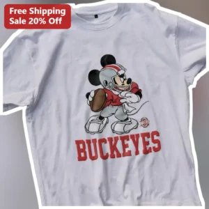 Ohio State Buckeyes Mickey Mouse Football Tee available at our Los Angeles warehouse