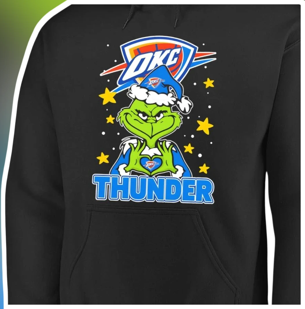 OKC Thunder The Grinch Hoodie Funny NBA Christmas Gift Black — Los Angeles OKC Thunder The Grinch Hoodie Funny NBA Christmas Gift Black Pullover Sweatshirt available at our Los Angeles warehouse