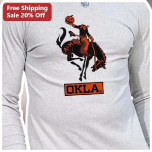 OKLA. Pistol Pete Headless Horseman Halloween Long Sleeve...