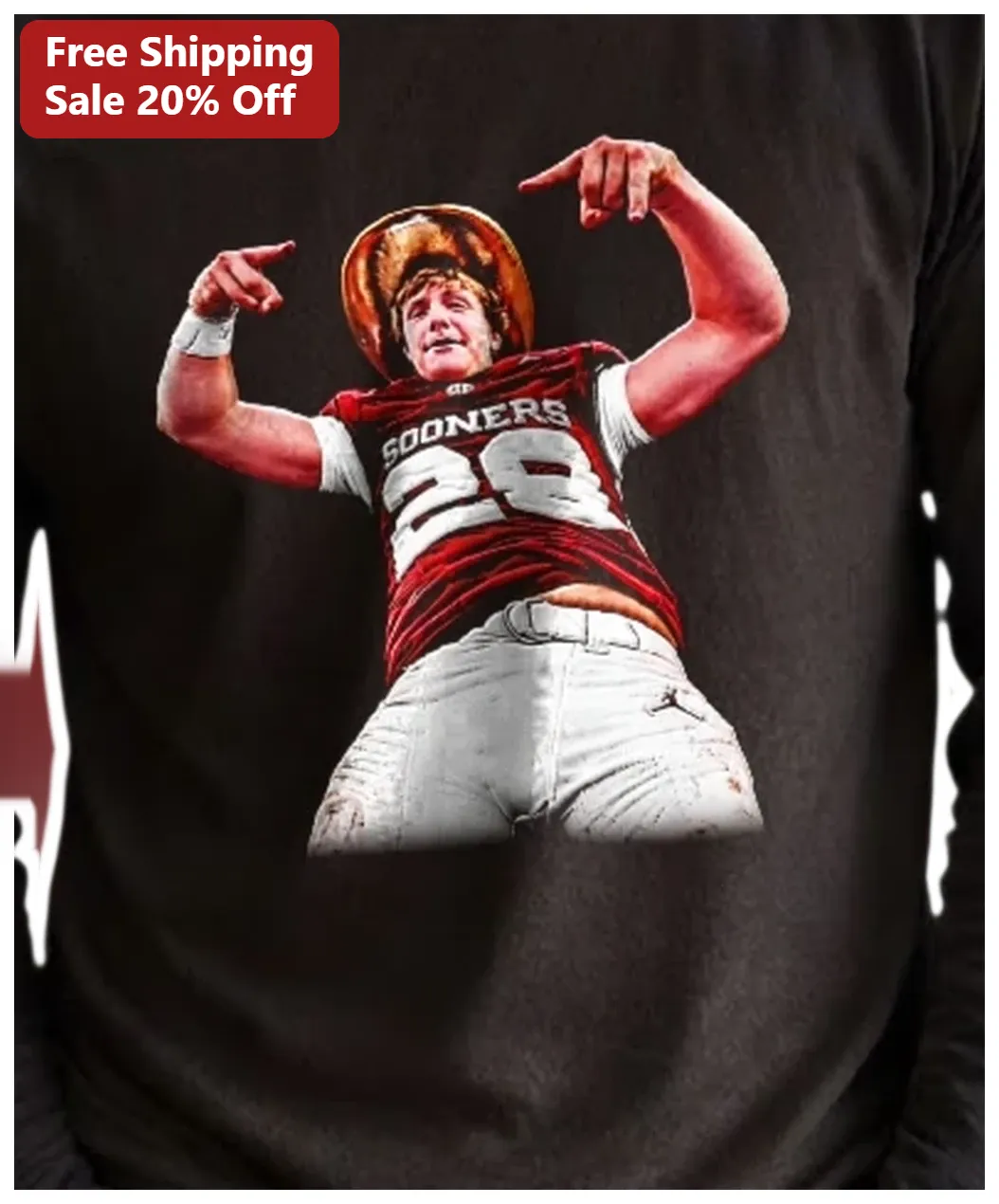 Oklahoma Sooners Sam LaPorta Football Player Graphic Tee — Los Angeles Oklahoma Sooners Sam LaPorta Football Player Graphic Tee available at our Los Angeles warehouse