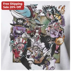 One Piece Cat Pirate Anime Graphic Tee Cute Manga Shirt for Kids Adults available at our Los Angeles warehouse