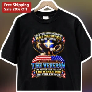 Only Two Defining Forces Veteran Christian Patriotic Eagle Tee available at our Los Angeles warehouse