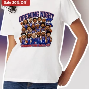 Opening Night Throw The Ball Up Philadelphia 76ers Basketball Fan Tee available at our Los Angeles warehouse