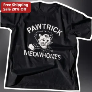 PAWTRICK MEOWHOMES Patrick Mahomes Cat Parody Graphic Tee for Men Women NFL Football Fans available at our Los Angeles warehouse