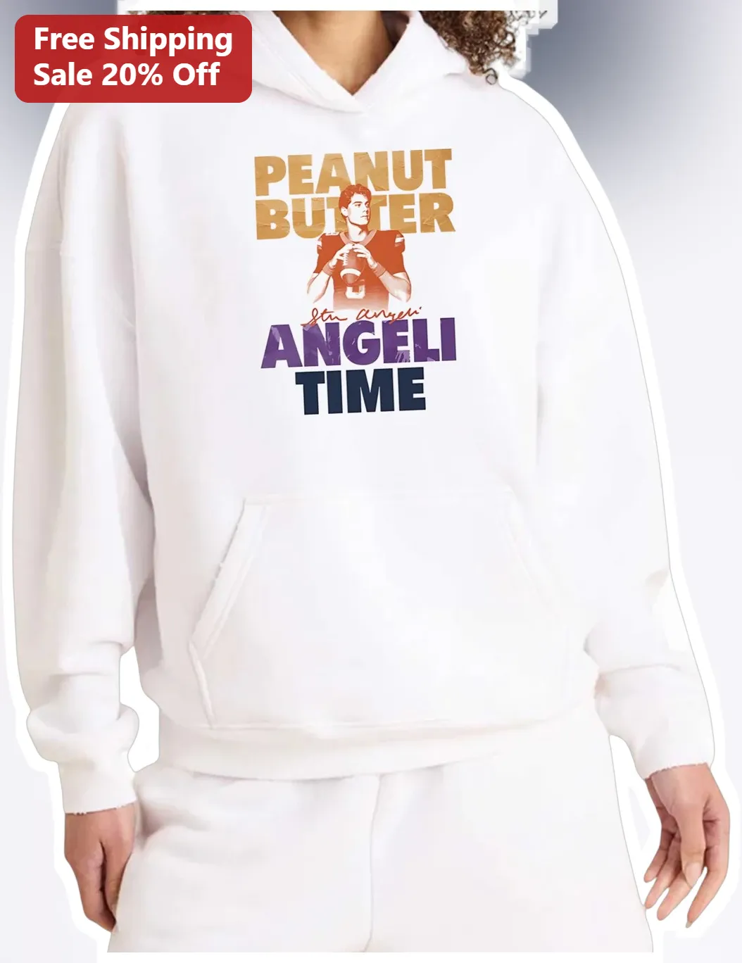 Peanut Butter Angeli Time Hoodie Steve Angeli Syracuse Football Fan Merch available at our Los Angeles warehouse