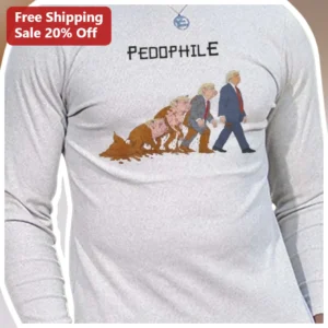 Pedophile Long Sleeve Tee Donald Trump Evolution Satire Political Protest Shirt available at our Los Angeles warehouse