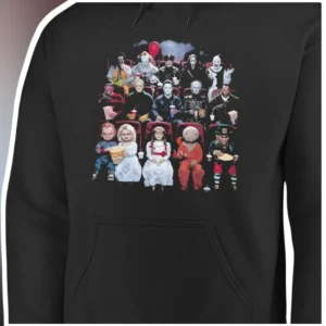 Pennywise Ghostface Leatherface Horror Icons Hoodie Art the Clown Freddy Krueger Michael Myers Chuck available at our Los Angeles warehouse