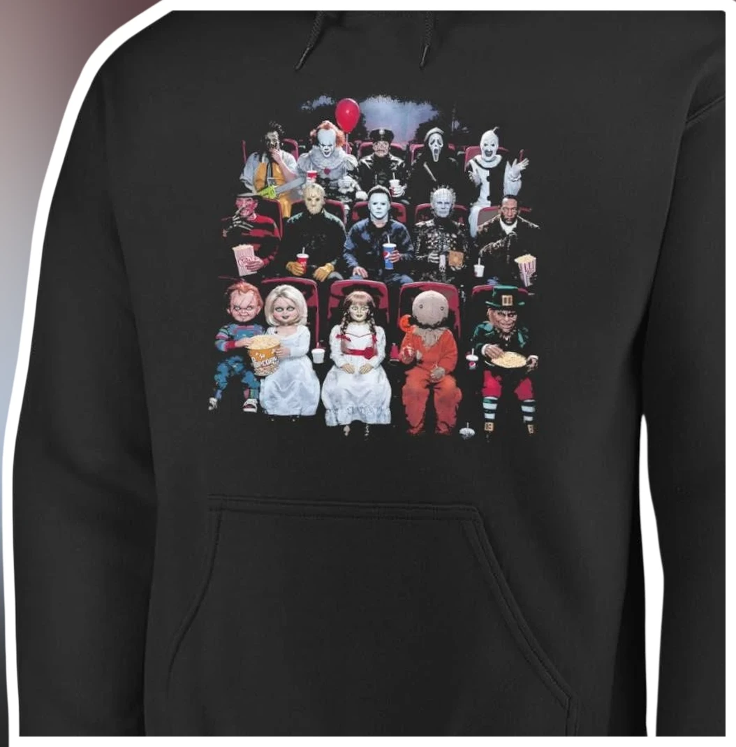 Pennywise Ghostface Leatherface Horror Icons Hoodie Art the Clown Freddy Krueger Michael Myers Chuck available at our Los Angeles warehouse