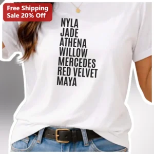 Personalized Name List Shirt Tee Custom Names Typography Gift for Women Moms Grandmothers available at our Los Angeles warehouse