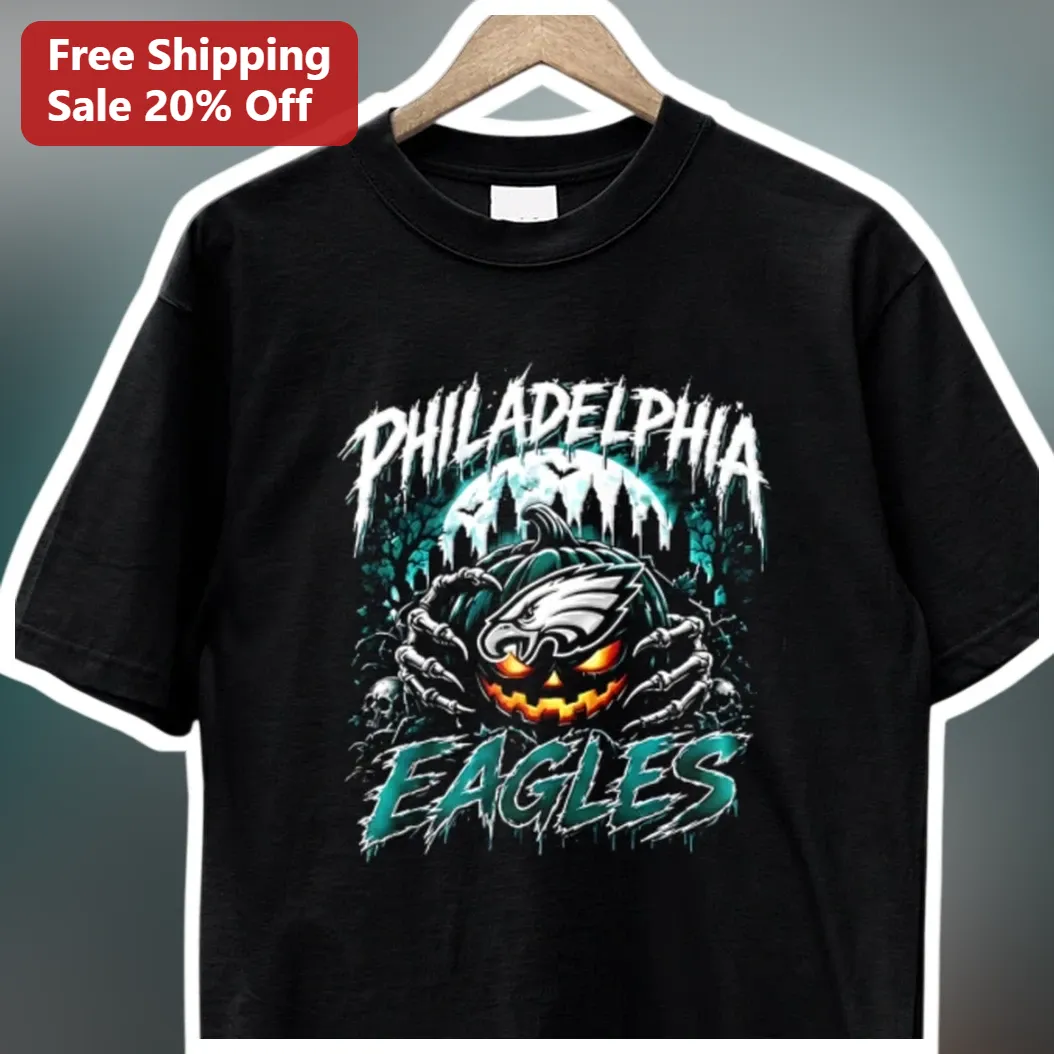 Philadelphia Eagles Halloween Spooky Pumpkin Graphic Tee NFL — Los Angeles Philadelphia Eagles Halloween Spooky Pumpkin Graphic Tee NFL Fan Gift available at our Los Angeles warehouse