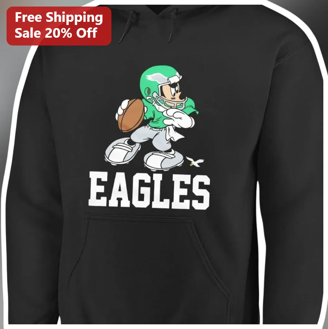 Philadelphia Eagles Mickey Mouse Hoodie Retro NFL Football Fan Gear available at our Los Angeles warehouse