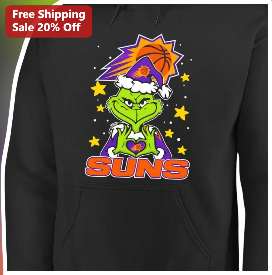 Phoenix Suns Hoodie The Grinch Christmas Basketball Fan Gift available at our Los Angeles warehouse