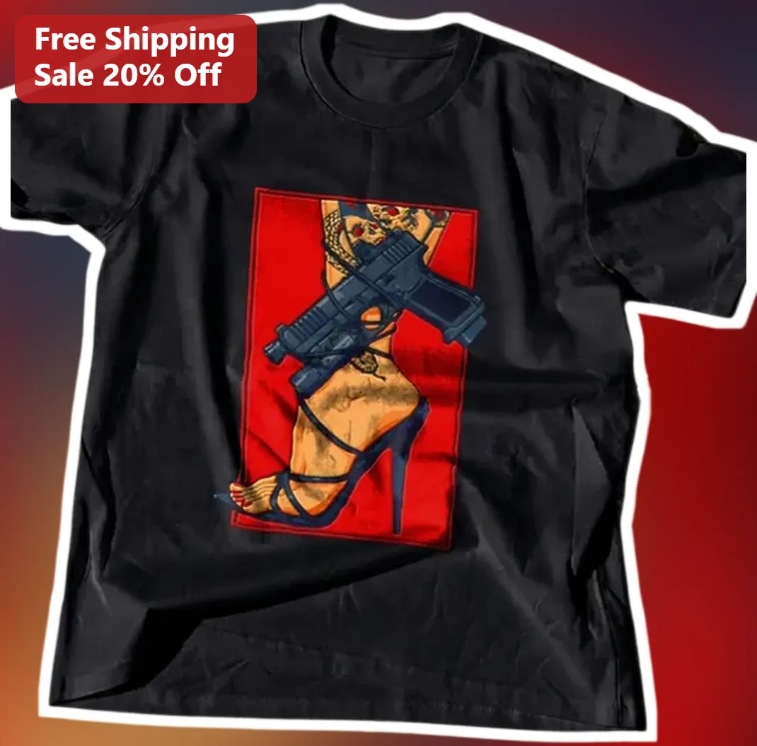 Pin-up Gun Tattoo Leg Graphic Tee Edgy Neo-Traditional Art S — Los Angeles Pin-up Gun Tattoo Leg Graphic Tee Edgy Neo-Traditional Art Shirt for Women Men available at our Los Angeles warehouse