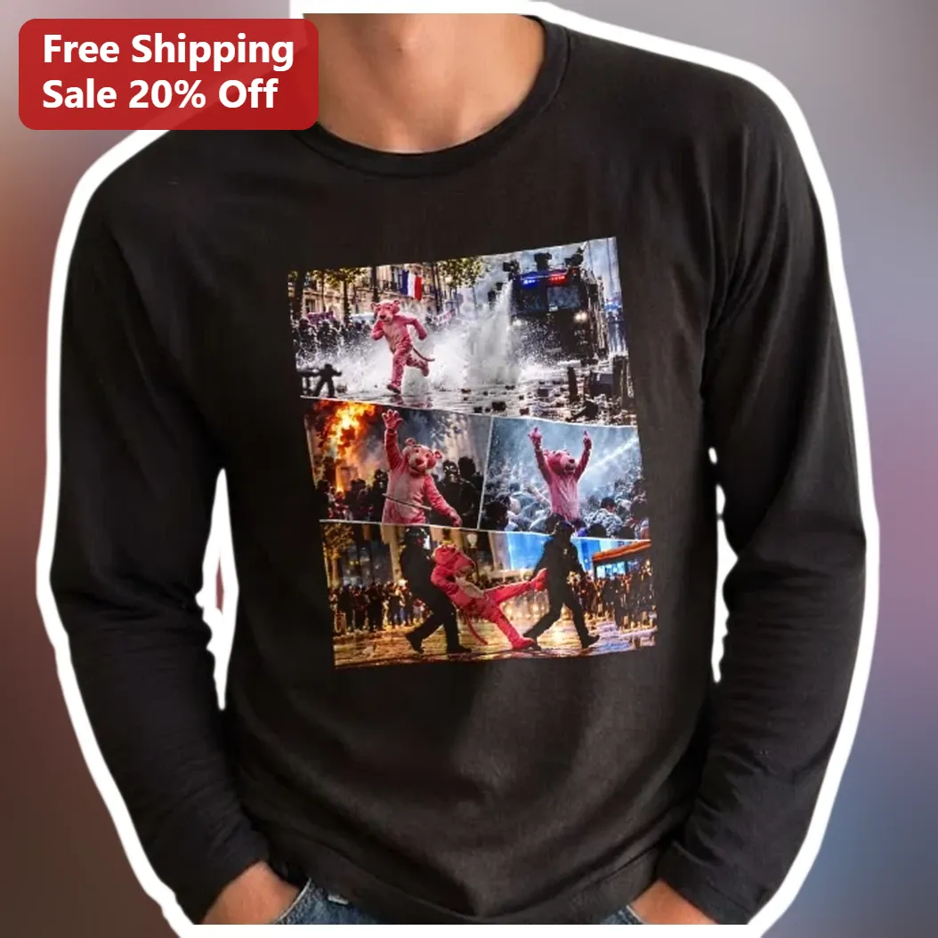 Pink Bear Riot Police Collage Long Sleeve Tee Streetwear Pro — Los Angeles Pink Bear Riot Police Collage Long Sleeve Tee Streetwear Protest Art Shirt available at our Los Angeles warehouse