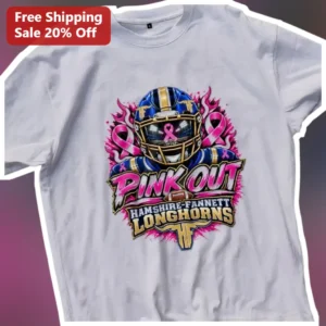 Pink Out Hamshire-Fannett Longhorns Breast Cancer Awareness Tee available at our Los Angeles warehouse
