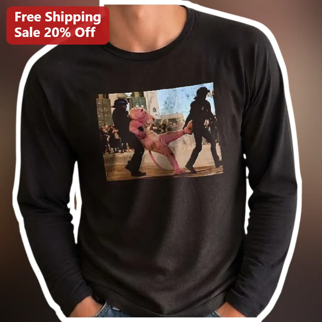 Pink Panther Long Sleeve Tee Satirical Protest Humor Graphic — Los Angeles Pink Panther Long Sleeve Tee Satirical Protest Humor Graphic Shirt available at our Los Angeles warehouse