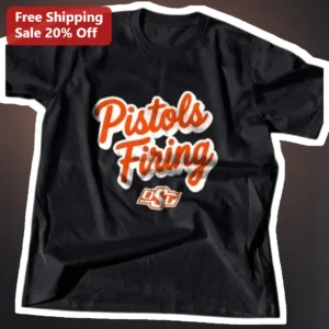 Pistols Firing OSU Tee Oklahoma State Cowboys Vintage Distressed Graphic T-Shirt for Men Women Game available at our Los Angeles warehouse