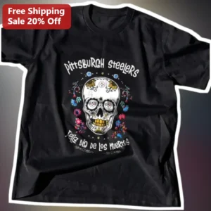 Steelers Feliz Dia de Los Muertos Tee NFL Sugar Skull Graphic Shirt Hispanic Heritage Gift available at our Los Angeles warehouse