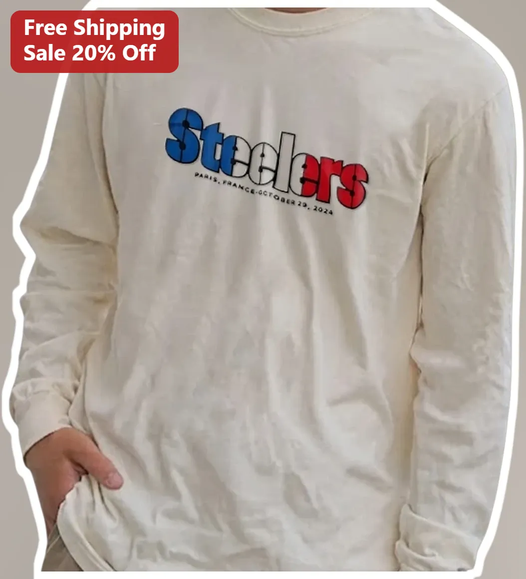 Steelers Long Sleeve Tee Vintage Paris Game Day Fan Gear available at our Los Angeles warehouse