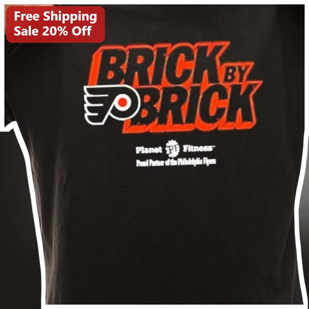 Planet Fitness Philadelphia Flyers Brick By Brick Tee NHL Fa — Los Angeles Planet Fitness Philadelphia Flyers Brick By Brick Tee NHL Fan Apparel Gym Workout Shirt available at our Los Angeles warehouse