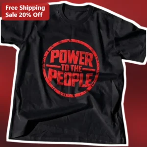 Power To The People Tee Festival Concert Merch Black Grunge Graphic Shirt available at our Los Angeles warehouse