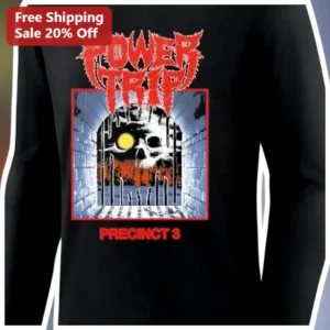 Power Trip Precinct 3 Long Sleeve Tee Thrash Metal Band Merch Graphic Shirt available at our Los Angeles warehouse